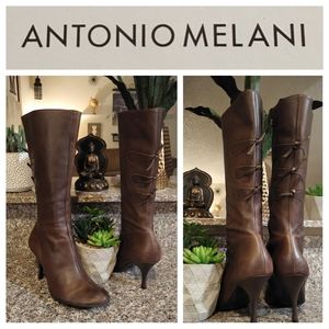 Antonio Melani Genuine Leather Heeled Riding Boots